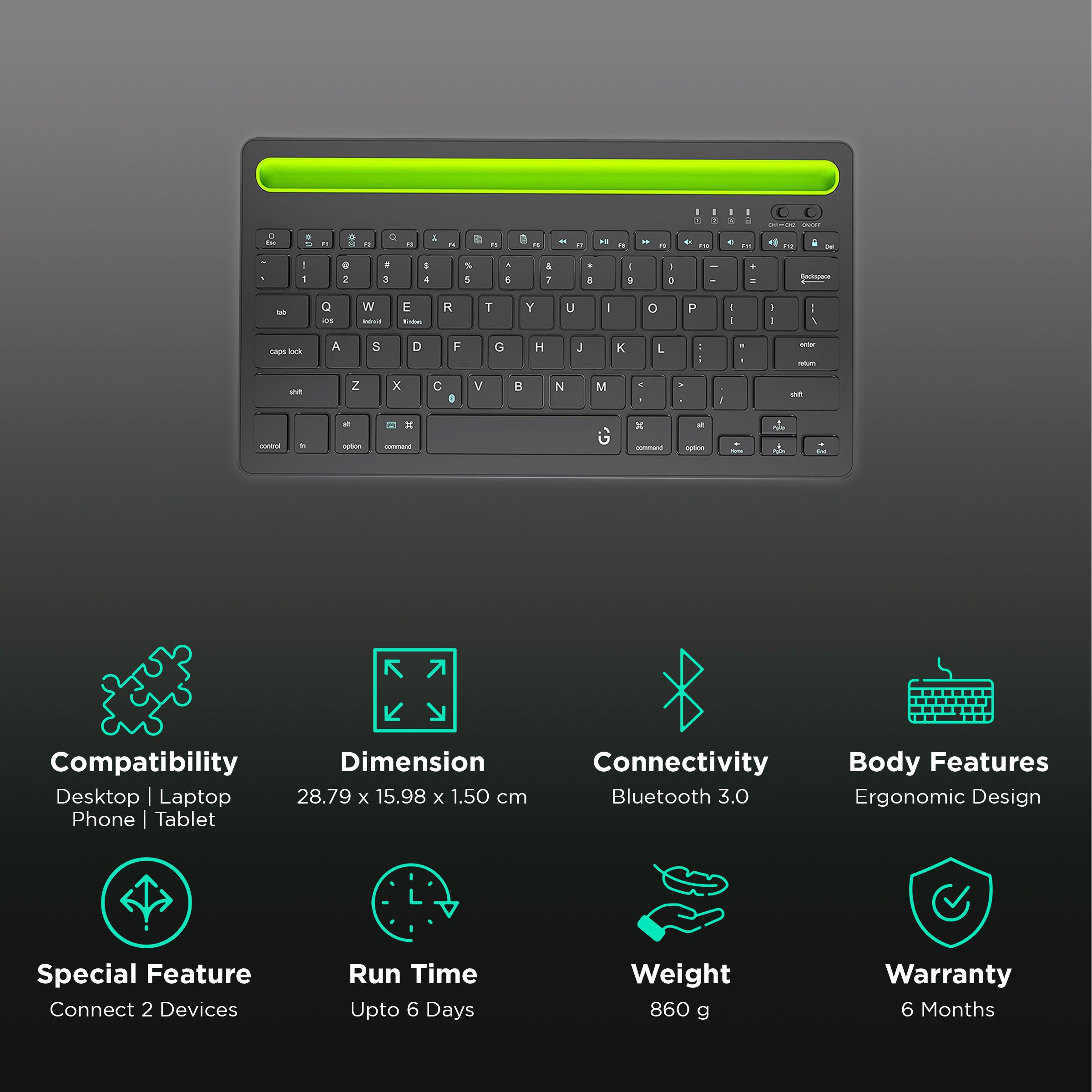 Buy iGear iG-BK100 Rechargeable Bluetooth 3.0 Wireless Keyboard with ...